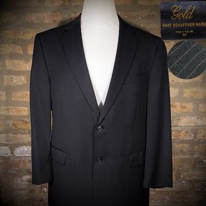 43R Hart Schaffer Marx GOLD Black red striped  Blazer Jacket Sport Coat